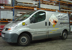 Flawless Flooring van. Contact Flawless Flooring for Laminate and Hardwood Flooring Supplies and Installation near Glasgow.